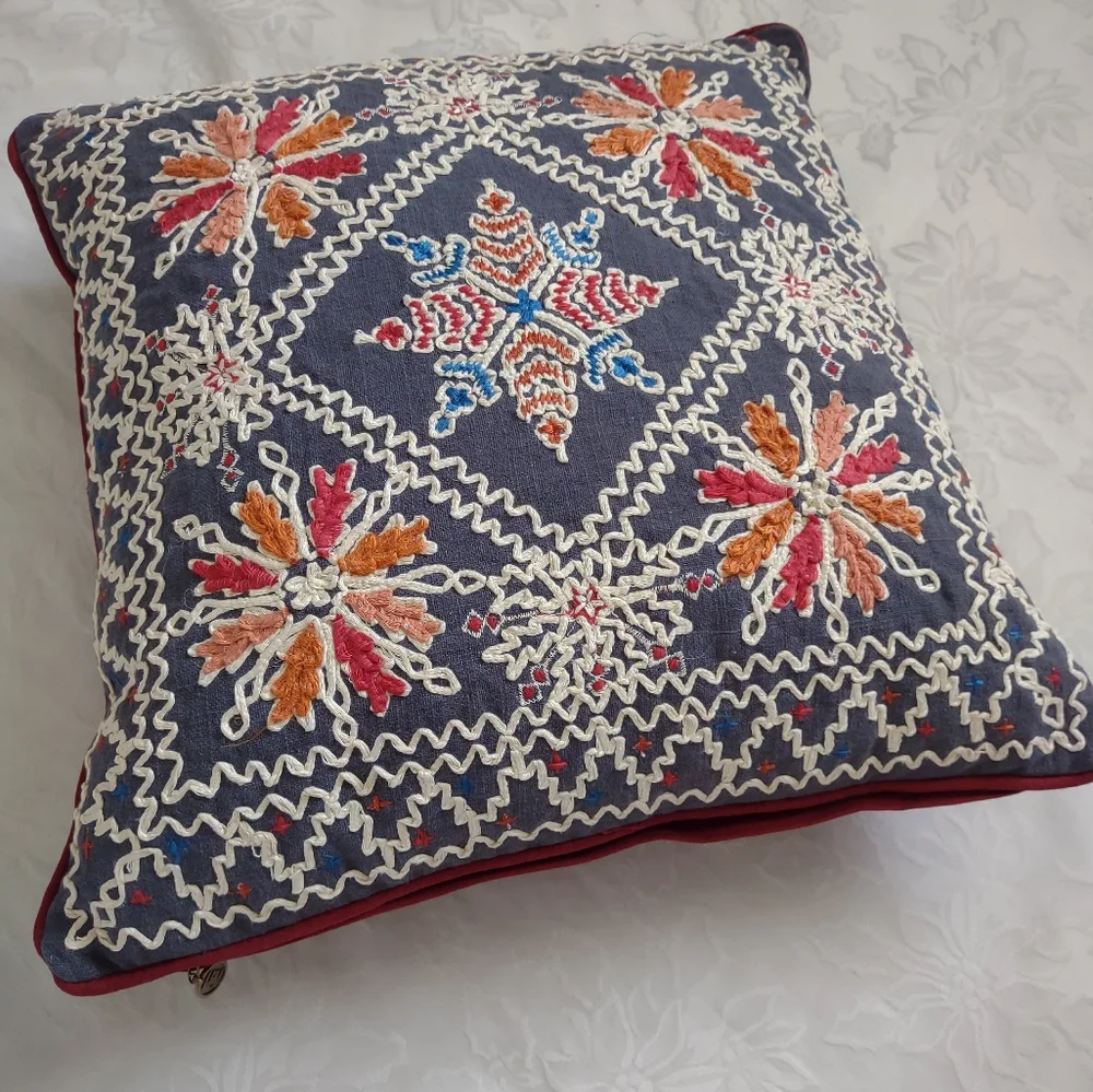Pier 1 Embroidered Decorative Pillow